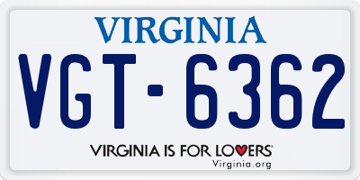 VA license plate VGT6362