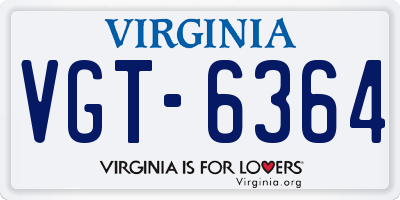 VA license plate VGT6364