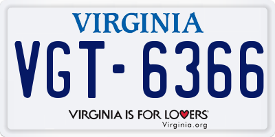 VA license plate VGT6366