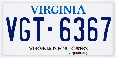 VA license plate VGT6367