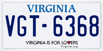 VA license plate VGT6368