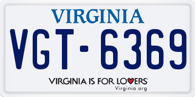 VA license plate VGT6369