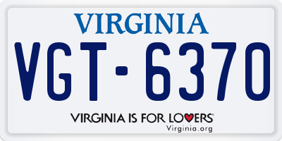 VA license plate VGT6370