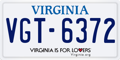 VA license plate VGT6372