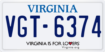 VA license plate VGT6374