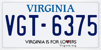 VA license plate VGT6375