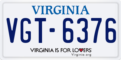 VA license plate VGT6376