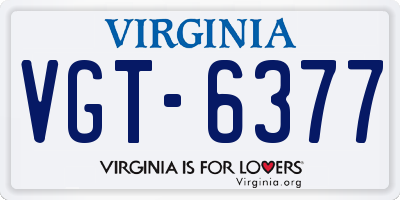 VA license plate VGT6377