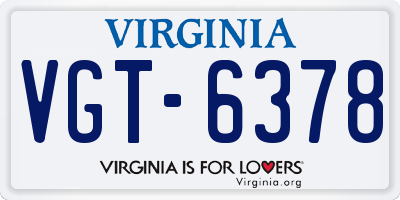 VA license plate VGT6378