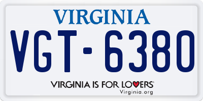 VA license plate VGT6380