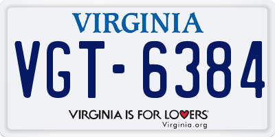 VA license plate VGT6384