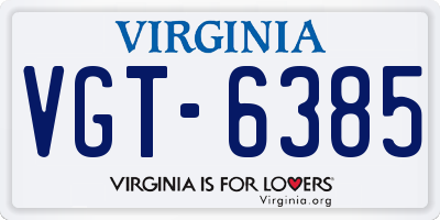 VA license plate VGT6385