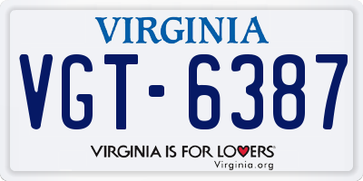 VA license plate VGT6387