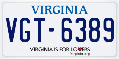 VA license plate VGT6389