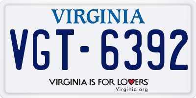 VA license plate VGT6392