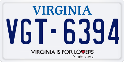 VA license plate VGT6394