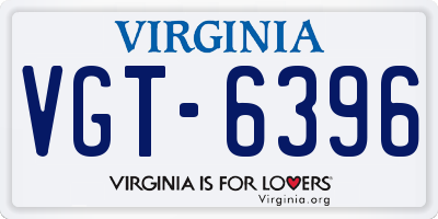 VA license plate VGT6396