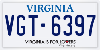 VA license plate VGT6397