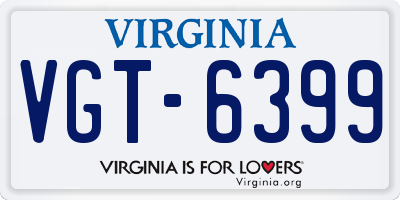 VA license plate VGT6399
