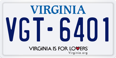VA license plate VGT6401
