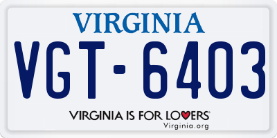 VA license plate VGT6403