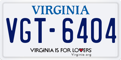 VA license plate VGT6404