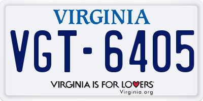 VA license plate VGT6405