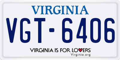 VA license plate VGT6406