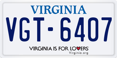 VA license plate VGT6407