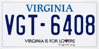 VA license plate VGT6408