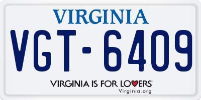 VA license plate VGT6409