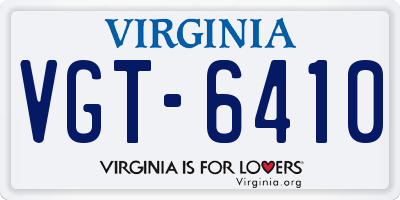 VA license plate VGT6410