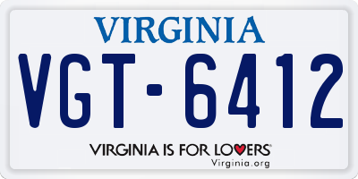 VA license plate VGT6412