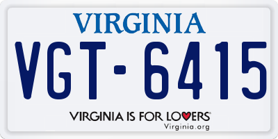 VA license plate VGT6415
