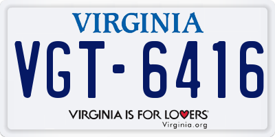 VA license plate VGT6416