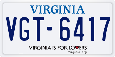 VA license plate VGT6417