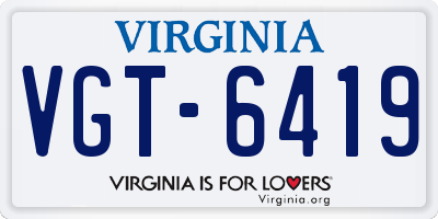 VA license plate VGT6419