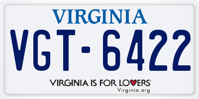 VA license plate VGT6422