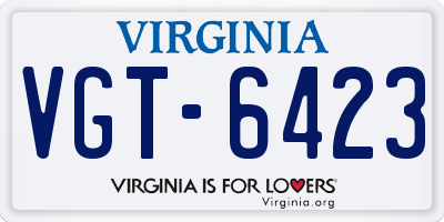 VA license plate VGT6423