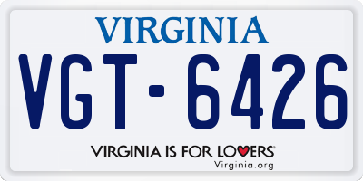 VA license plate VGT6426