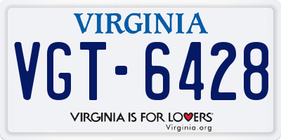 VA license plate VGT6428