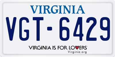 VA license plate VGT6429