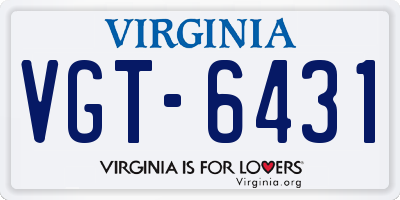 VA license plate VGT6431