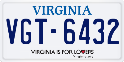 VA license plate VGT6432