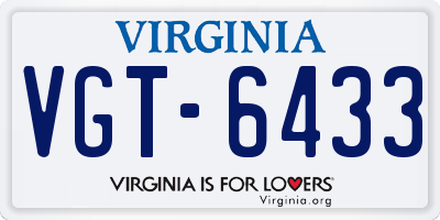 VA license plate VGT6433