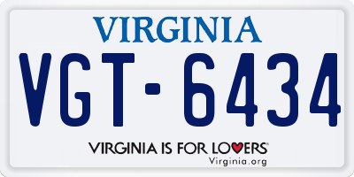 VA license plate VGT6434