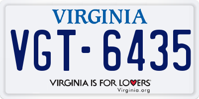 VA license plate VGT6435