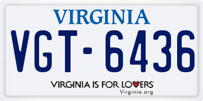 VA license plate VGT6436
