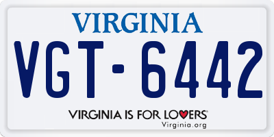 VA license plate VGT6442