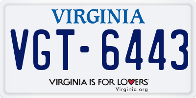 VA license plate VGT6443
